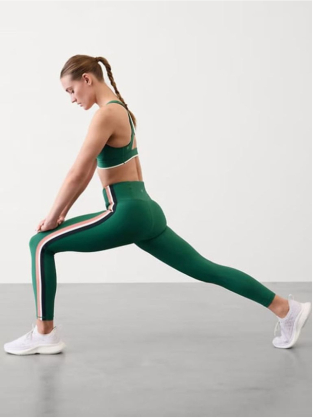 Athleta Interval High Rise Side Stripe Tight Leggings Green Pink XXS NWT $99